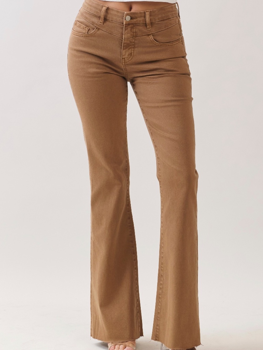 328 - Caramel High Rise Flare Denim